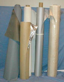 Vermiculite, teflon, silicone, and aluminum coated fiberglass cloth, pre-pasted canvas finish and insulation facing to 1600ºF